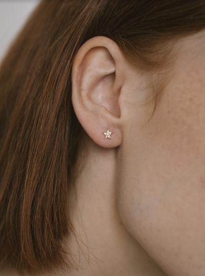 Diamond Guidance Star Studs | 14K Gold