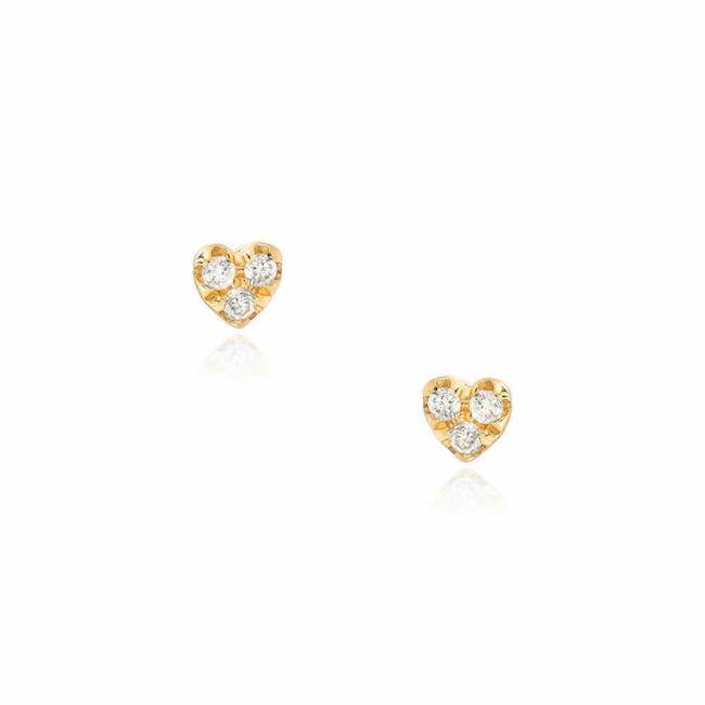 Diamond Heart Studs | 14K Gold - The Cross Decor & Design