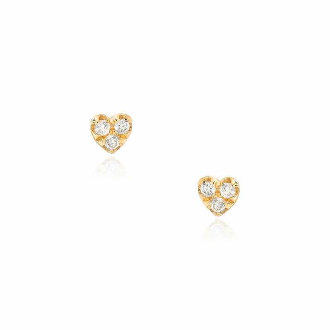 Diamond Heart Studs | 14K Gold