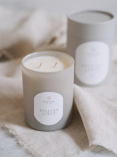 Belgian Linen 2 Wick Candle - The Cross Decor & Design