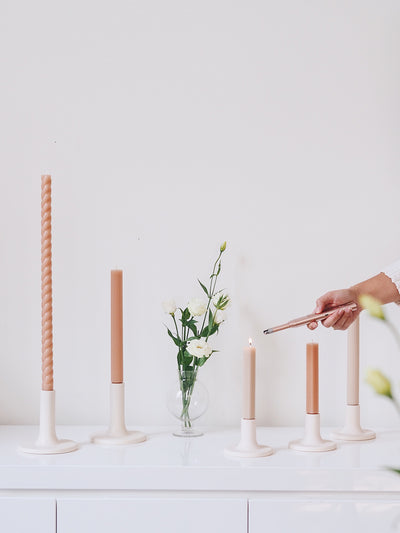 Rope Twist Blush Taper Candle Set | 18" - The Cross Decor & Design