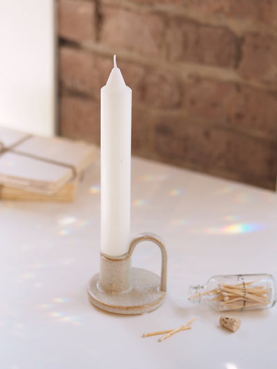 White Smooth Collenette Taper Candle