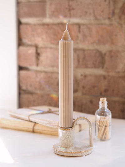 Taupe Grecian Taper Candle