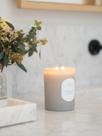 Belgian Linen 2 Wick Candle - The Cross Decor & Design