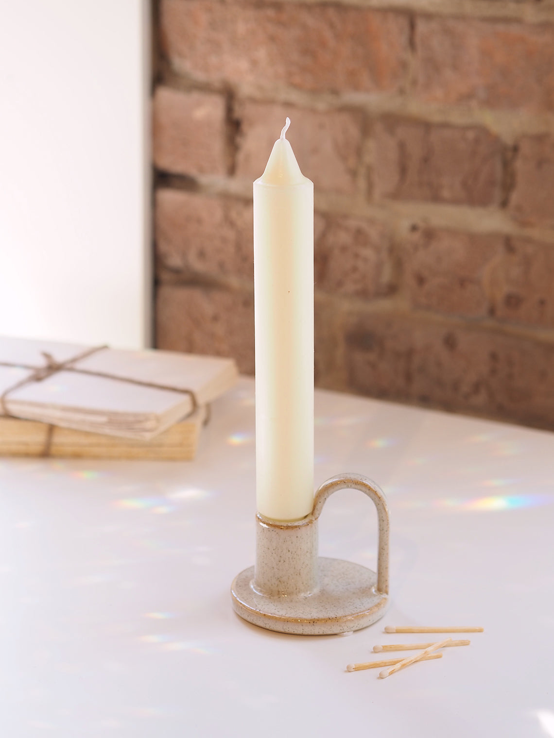 Ivory Smooth Collenette Taper Candle