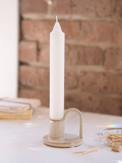 White Smooth Collenette Taper Candle