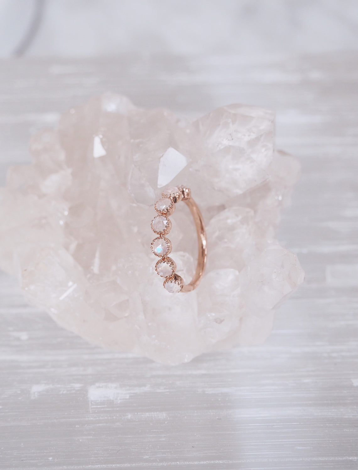 Zara Rainbow Moonstone Ring | 14k Gold - The Cross Decor & Design