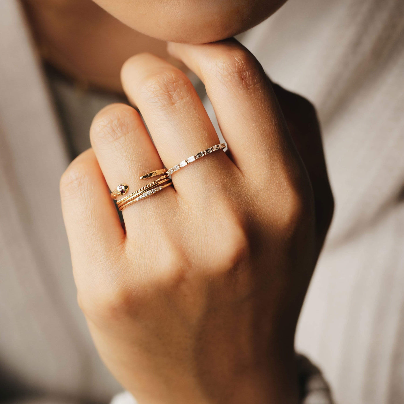 Diamond Revival Snake Ring | 14K Gold