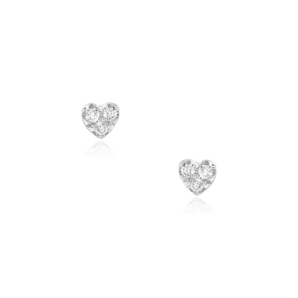 Diamond Heart Studs | 14K Gold - The Cross Decor & Design