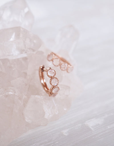 Zara Moonstone Earrings | 14K Rosegold - The Cross Decor & Design