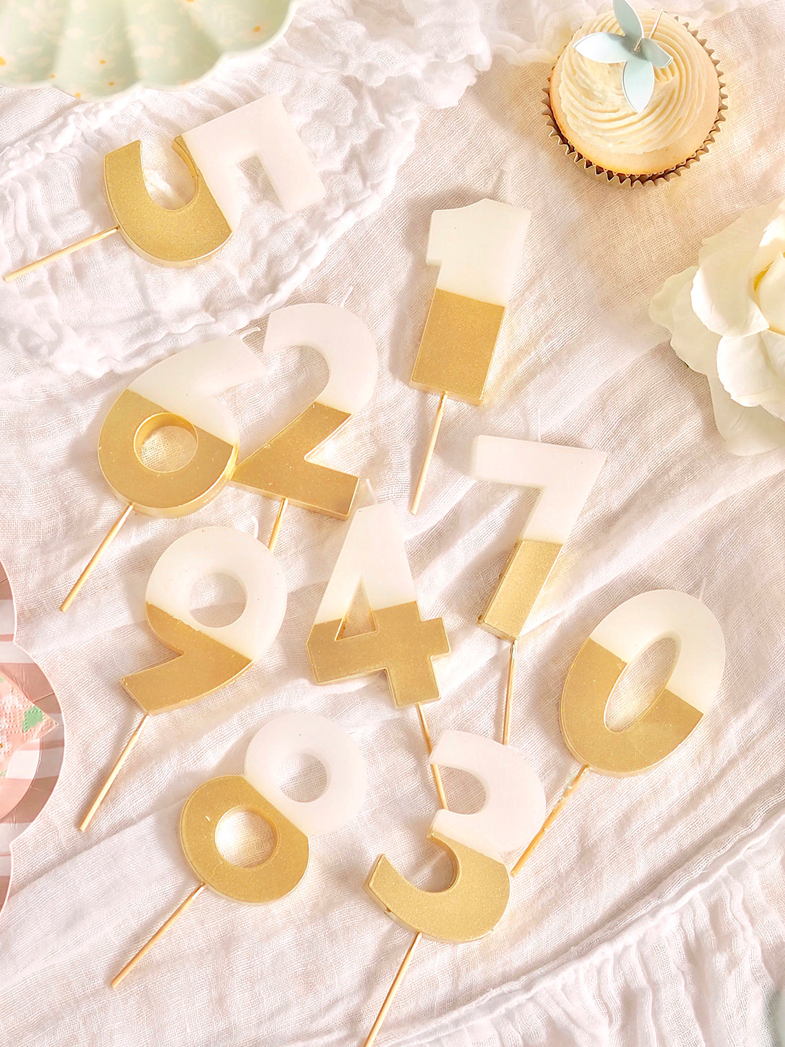 Gold Dipped Number Candles