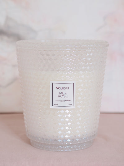 Milk Rose 5 Wick Hearth Candle - The Cross Decor & Design