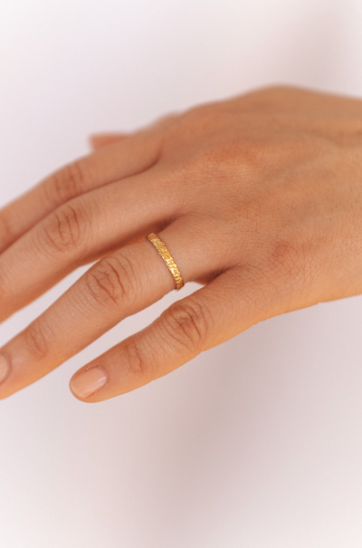 Tree Bark Stability Ring | 14K Gold - The Cross Decor & Design