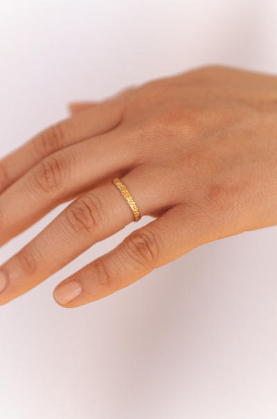 Tree Bark Stability Ring | 14K Gold