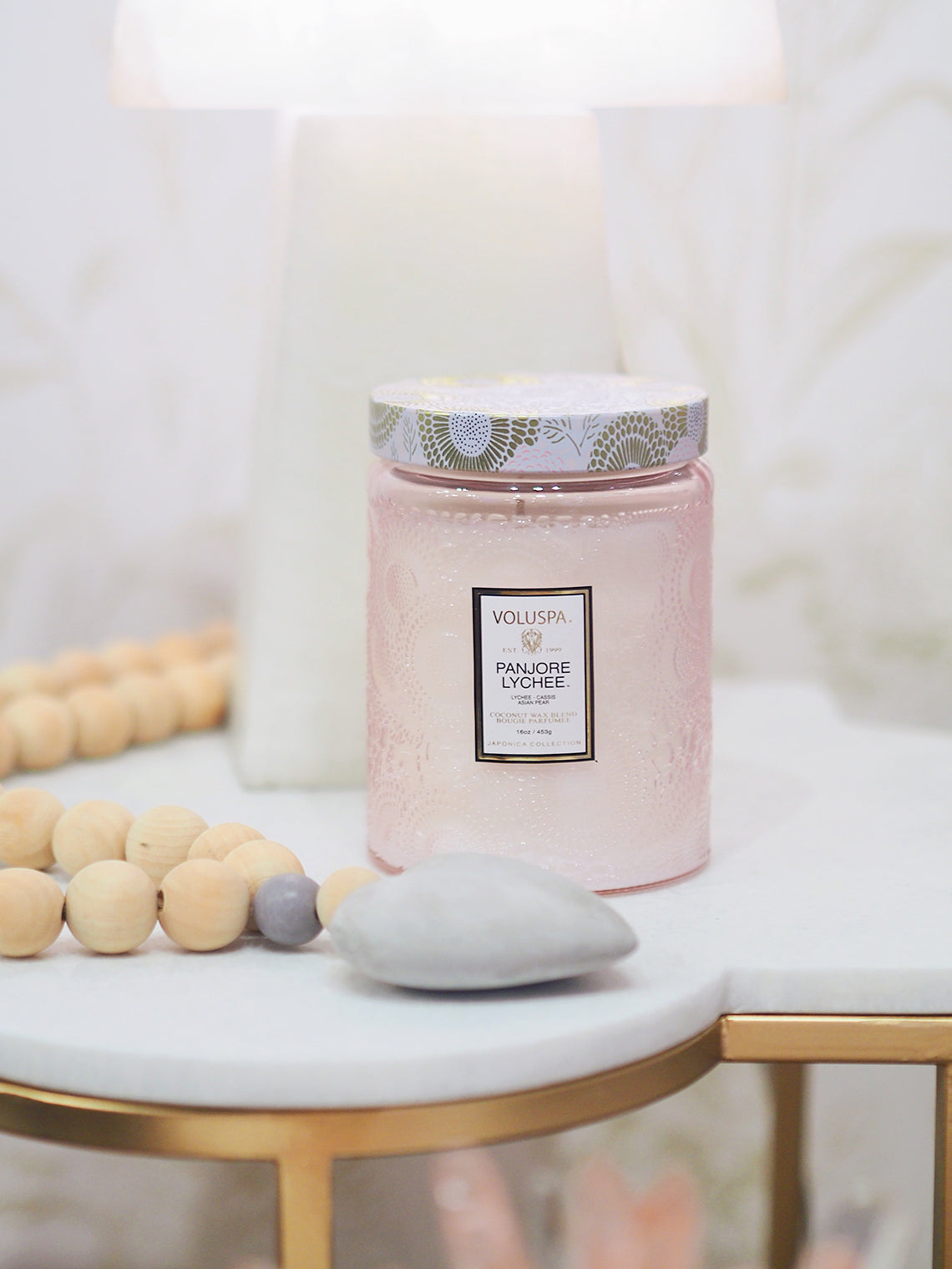 Panjore Lychee Embossed Glass Jar Candle | Large