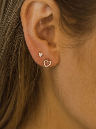 Diamond Heart Studs | 14K Gold - The Cross Decor & Design