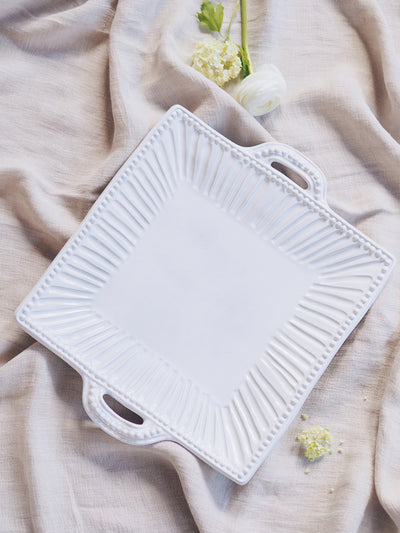 Incanto White Stripe Square Platter - The Cross Decor & Design
