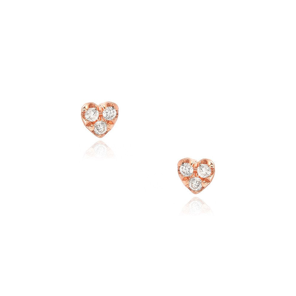 Diamond Heart Studs | 14K Gold - The Cross Decor & Design