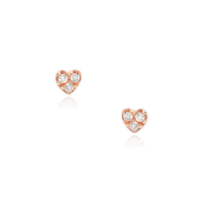 Diamond Heart Studs | 14K Gold - The Cross Decor & Design