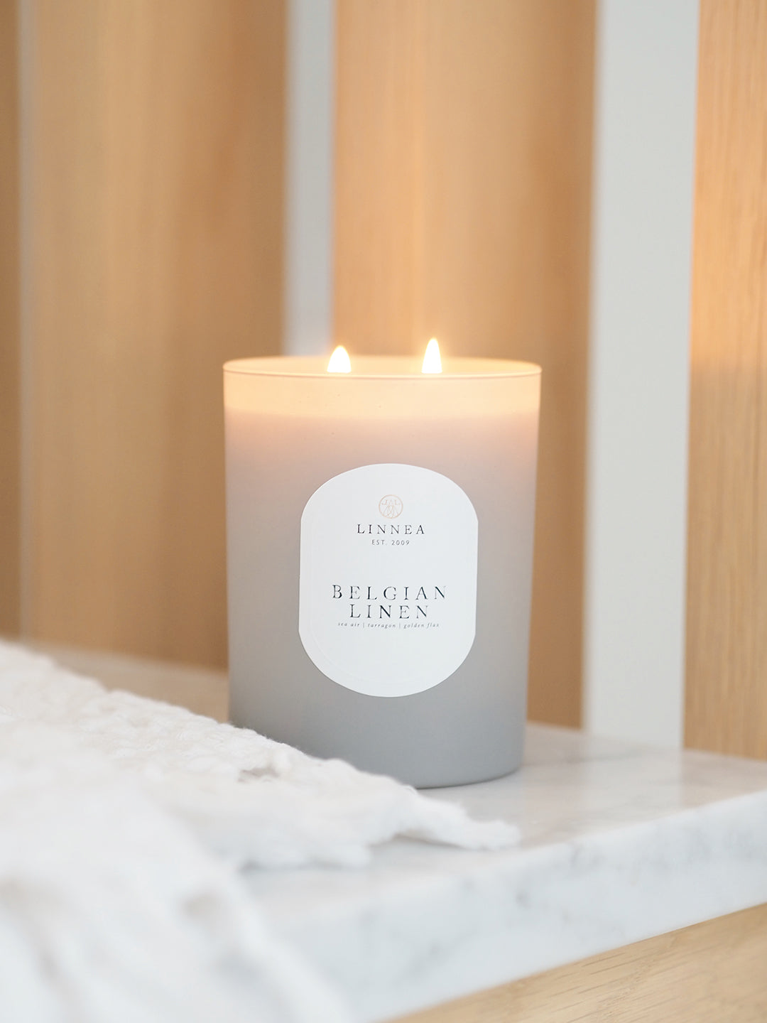 Belgian Linen 2 Wick Candle - The Cross Decor & Design