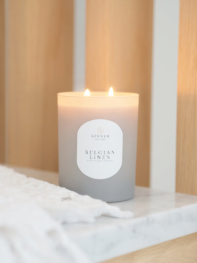 Belgian Linen 2 Wick Candle - The Cross Decor & Design