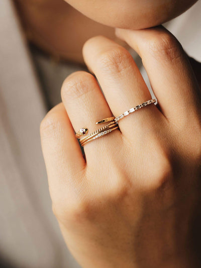 Diamond Revival Snake Ring | 14K Gold