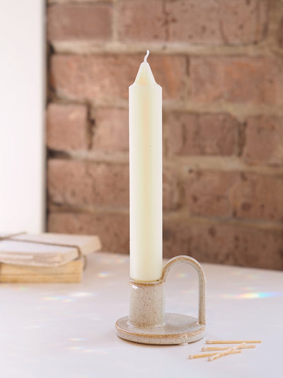 Ivory Smooth Collenette Taper Candle