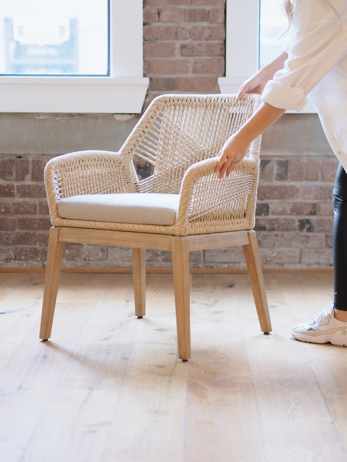 Lily Sand Loom Arm Chair