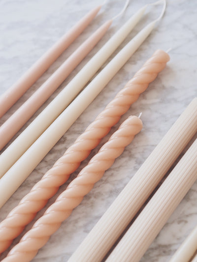 Rope Twist Blush Taper Candle Set | 18" - The Cross Decor & Design