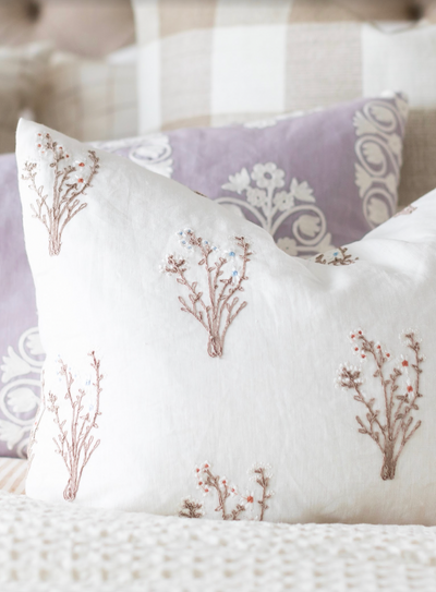 Meadow Bouquet Embroidered Pillow | 14x20