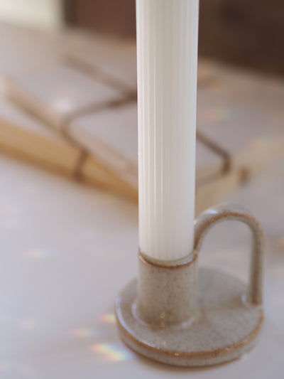 White Grecian Taper Candle