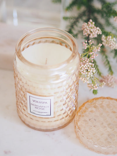 Bergamot Rose Glass Jar Candle | Large - The Cross Decor & Design